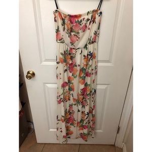 Forever 21 strapless cream floral dress